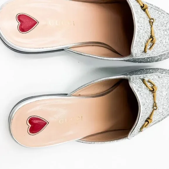 Gucci Horsebit Princetown Glitter Mules Loafers Flats EU 39 US 9 - Picture 7 of 13